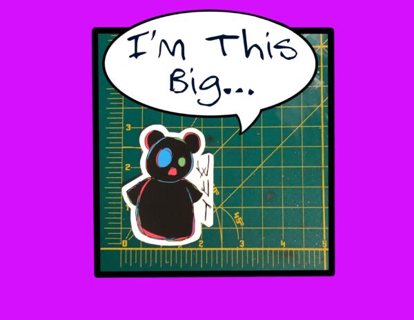 Black Bear Wut Die Cut Sticker Measurements