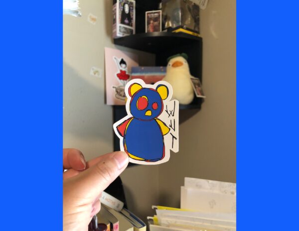 Blue Bear Wut Die Cut Sticker