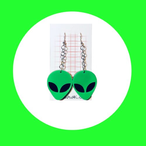 Green Alien Earrings