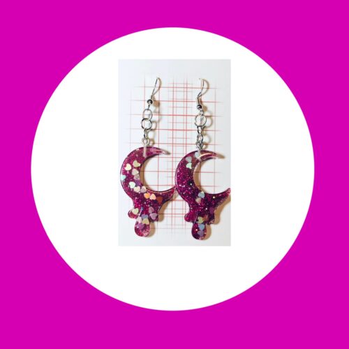 Magenta Moon Wand Earrings