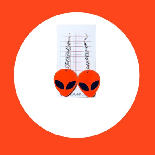 Orange Alien Earrings
