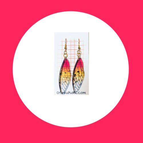 Pink Resin Wing Earrings