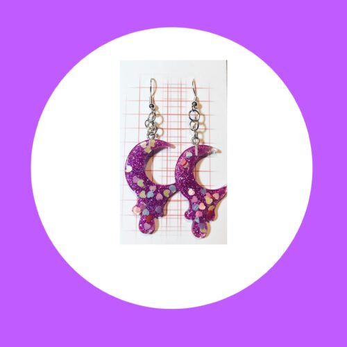 Purple Moon Wand Earrings