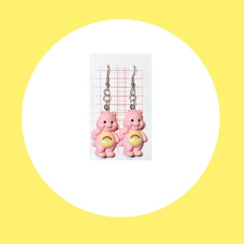 Pink Rainbow Bear Earrings
